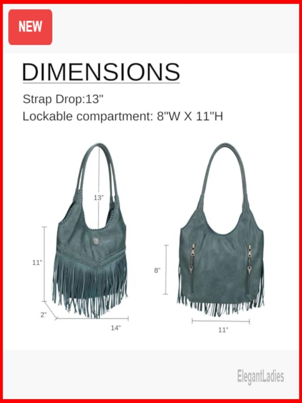 Faux Leather Fringe Tote Bag with CCW Pocket, One Size - Picture 4 of 7